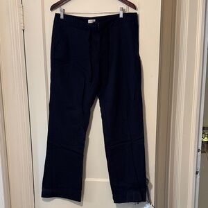 J. Crew Women's Dark Blue Straight Leg Pants Cotton Linen worn once size 10
